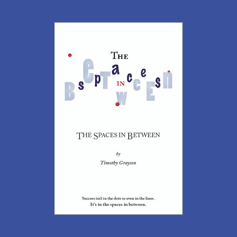 Book cover for 'The Spaces In Between' a book that integrates (too) many disparate expert areas to convey some wisdom about understanding what you can't see